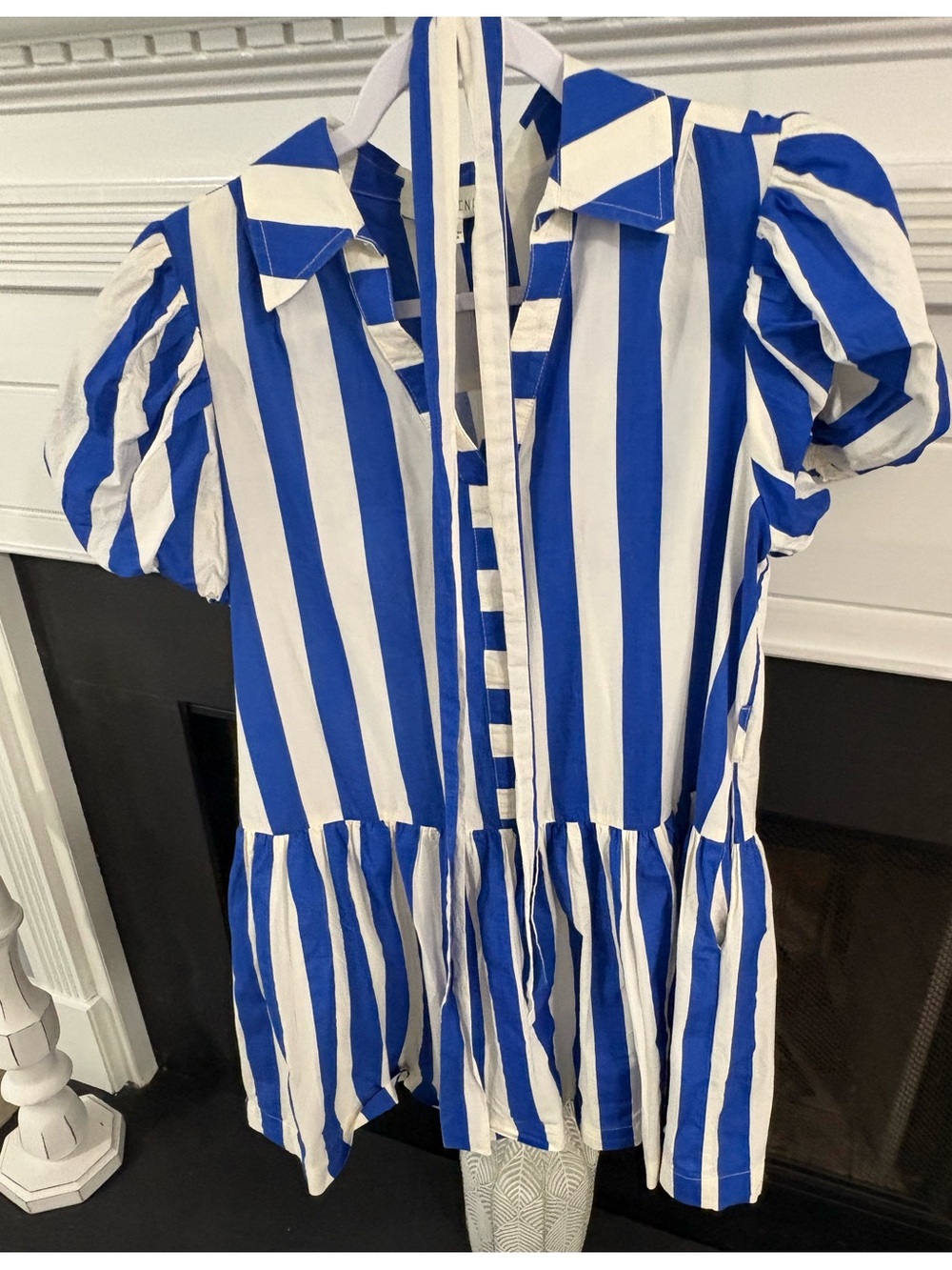 Pinch Avara dress & belt size small blue & white
